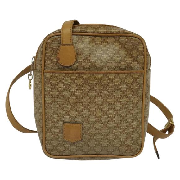 CELINE Macadam Canvas Shoulder Bag Pvc Beige Gold - Picture 2 of 12